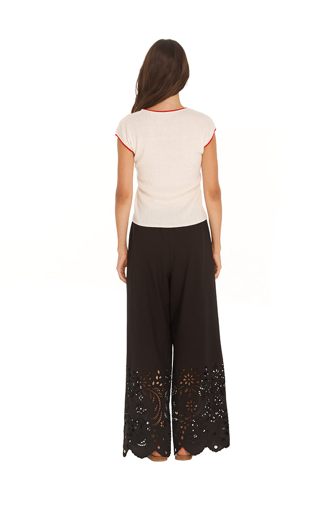Olivia Red Trim Knit Top