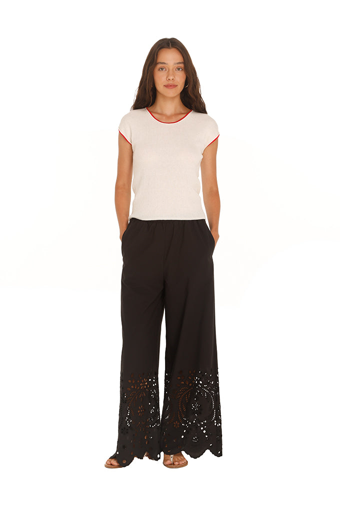 Olivia Red Trim Knit Top