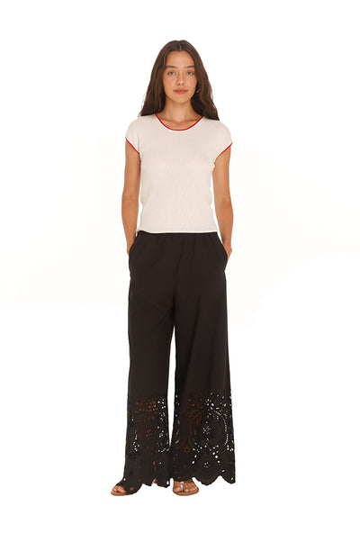 Olivia Red Trim Knit Top