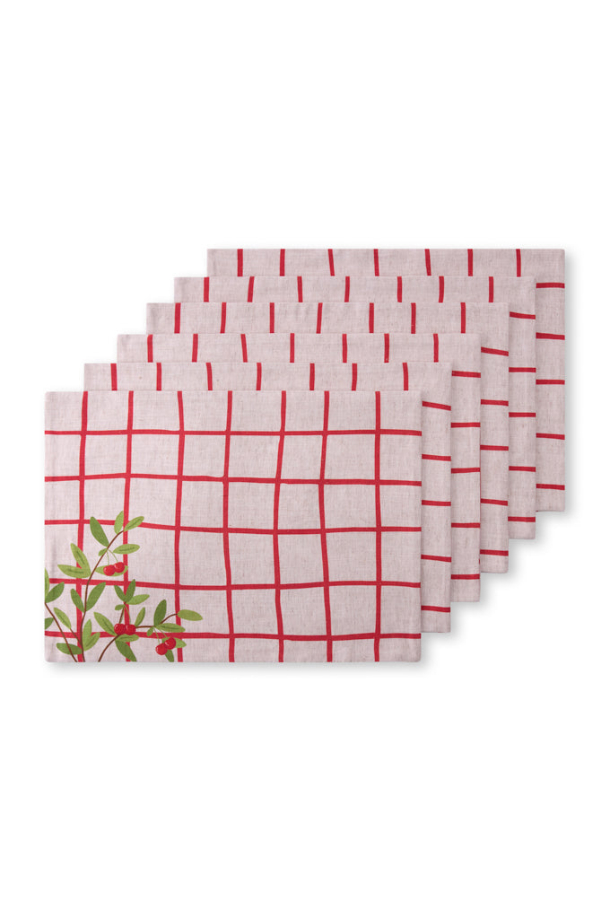 Red Amore Placemats - Set of 6