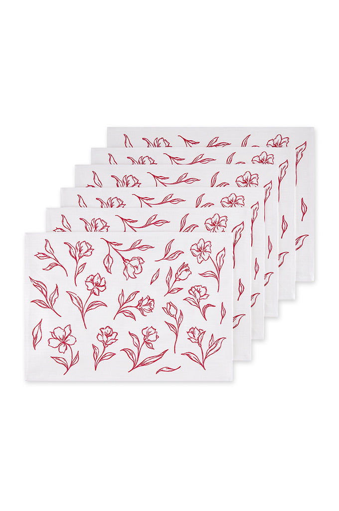 Red Camilia Placemat - Set