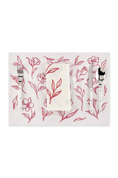Red Camilia Placemat - Set
