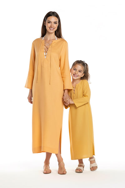 Mustard Linen Kaftan Lb