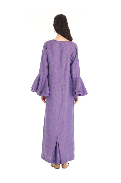 Purple Linen Ruffle Kaftan