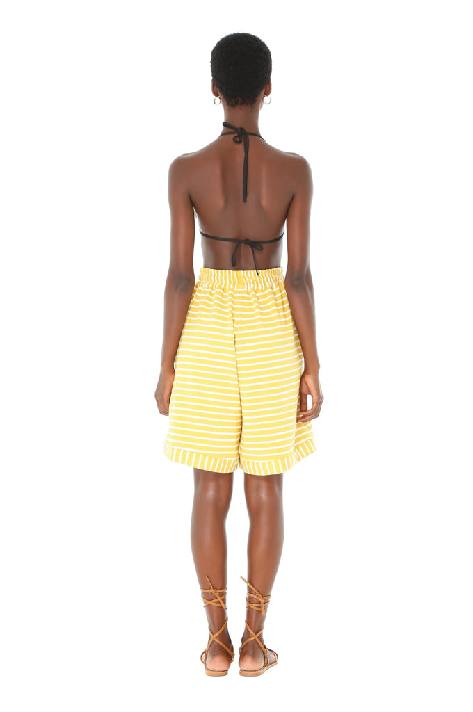 Yellow Striped Knit Shorts