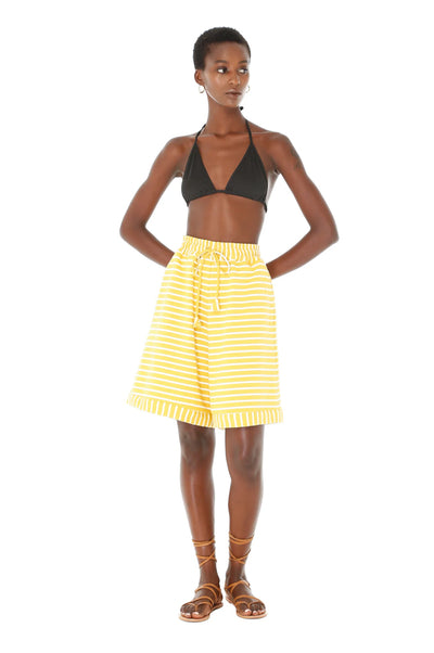 Yellow Striped Knit Shorts