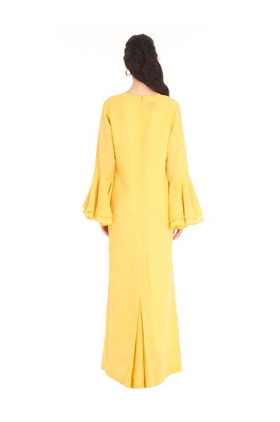 Yellow Aida Ruffle Kaftan