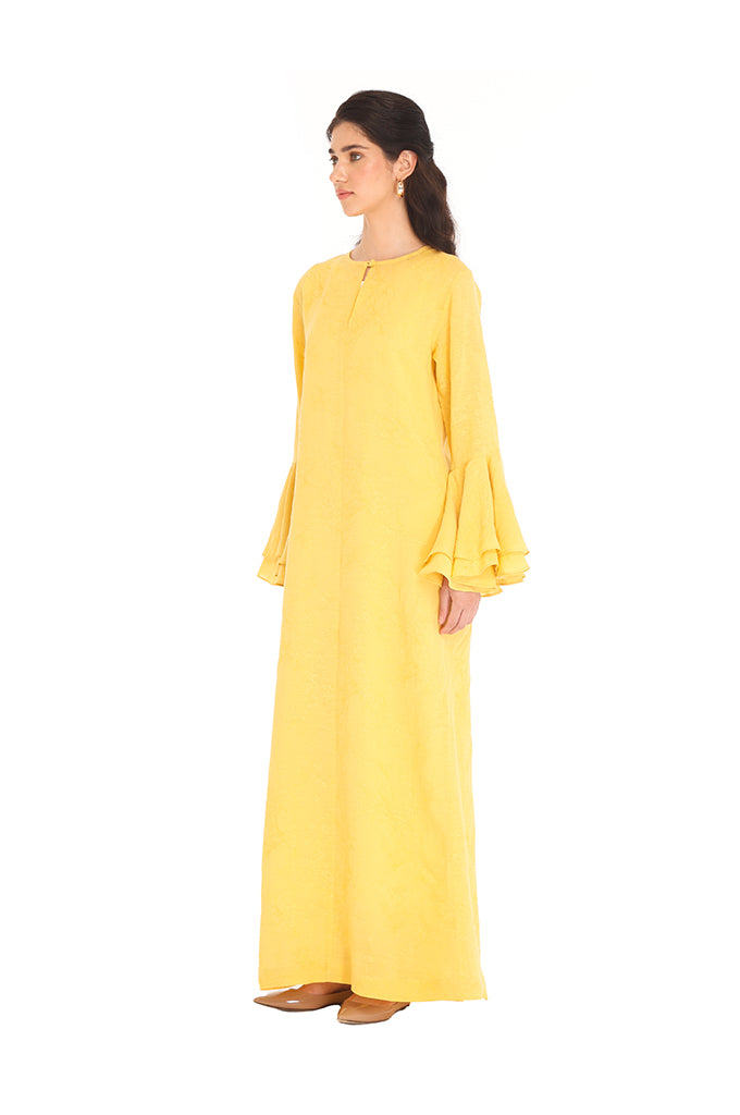 Yellow Aida Ruffle Kaftan