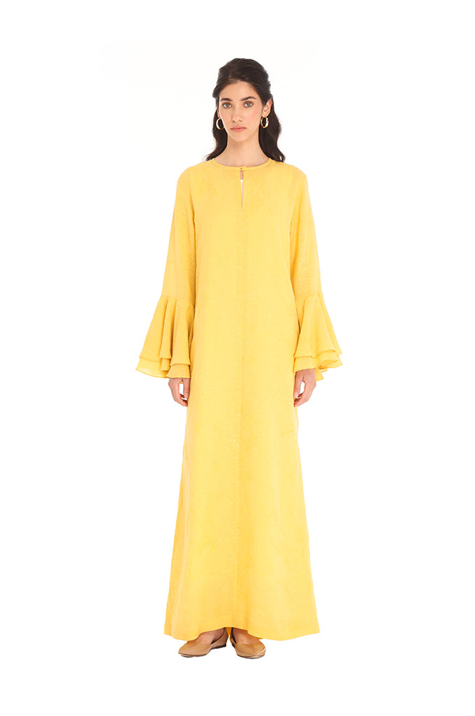 Yellow Aida Ruffle Kaftan