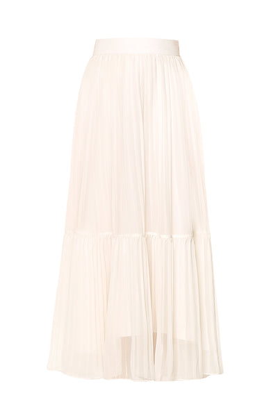 White Plisse Midi Skirt