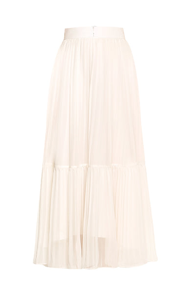 White Plisse Midi Skirt