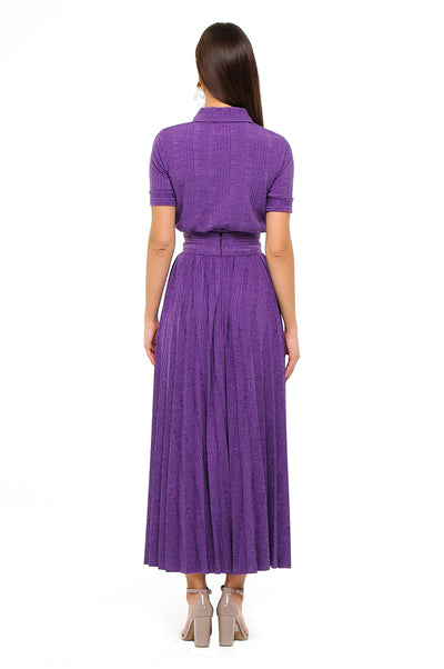 Purple Knit Midi Skirt