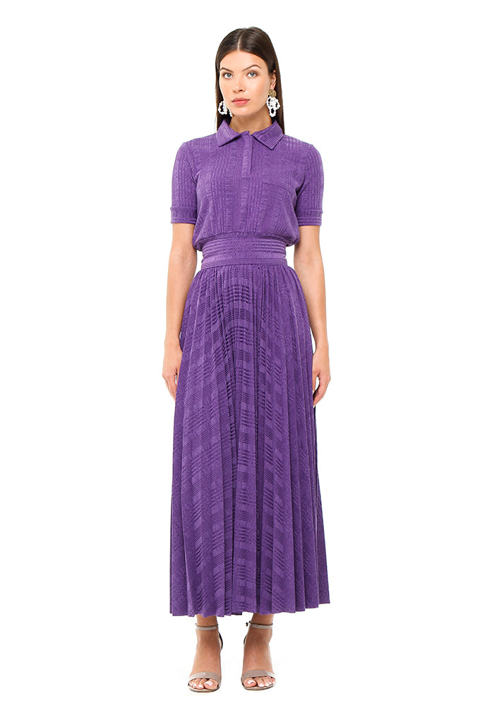Purple Knit Midi Skirt