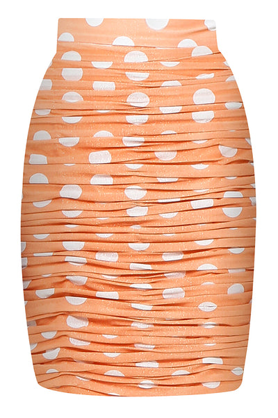 Orange Polka Ruched Skirt
