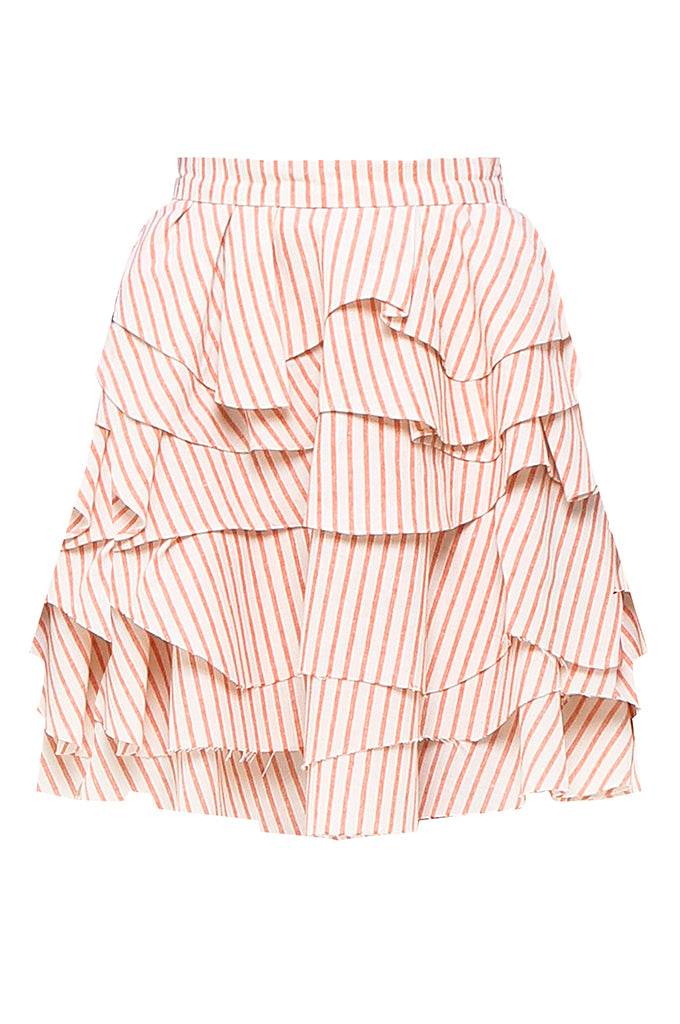 Orange Striped Ruffle Skirt