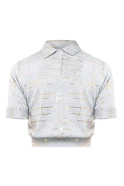 Gray Marble Polo Top