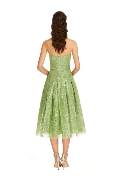 Green Plumas Midi Dress