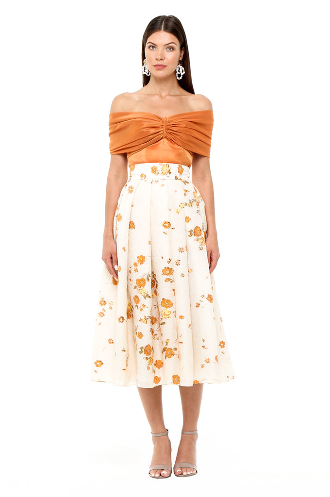 Orange Fil Coupe Skirt