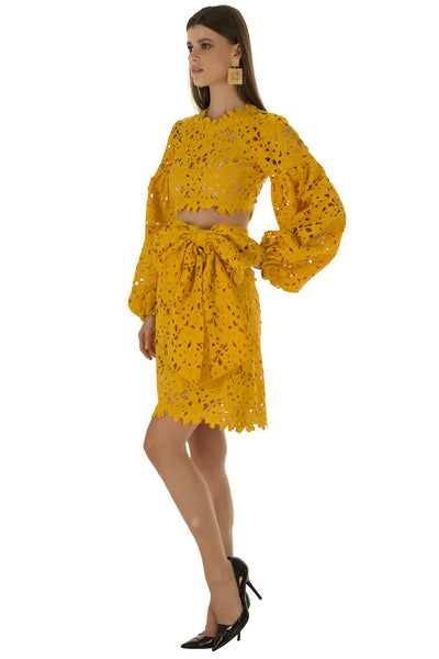 Yellow Lace Balloon Top