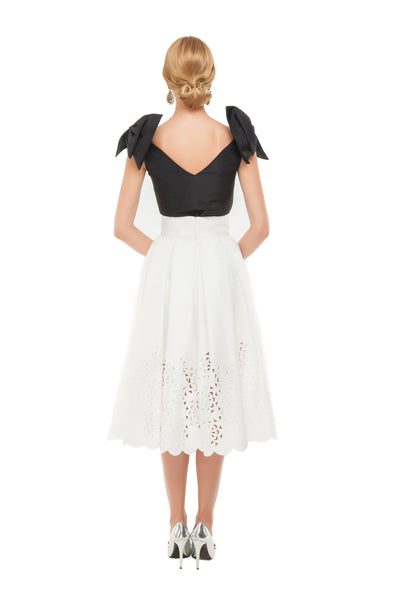 White Cut Out Midi Skirt
