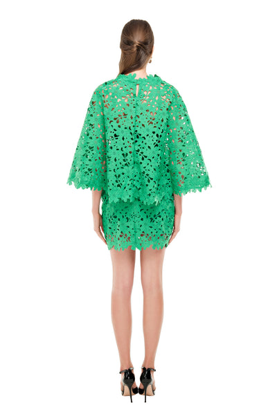 Green Lace Crochet Mini Skirt