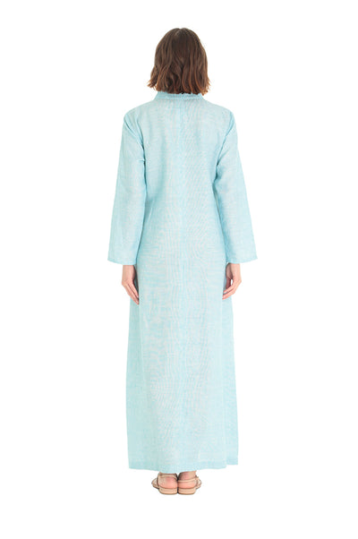 Turquoise Linen Oriental Kaftan