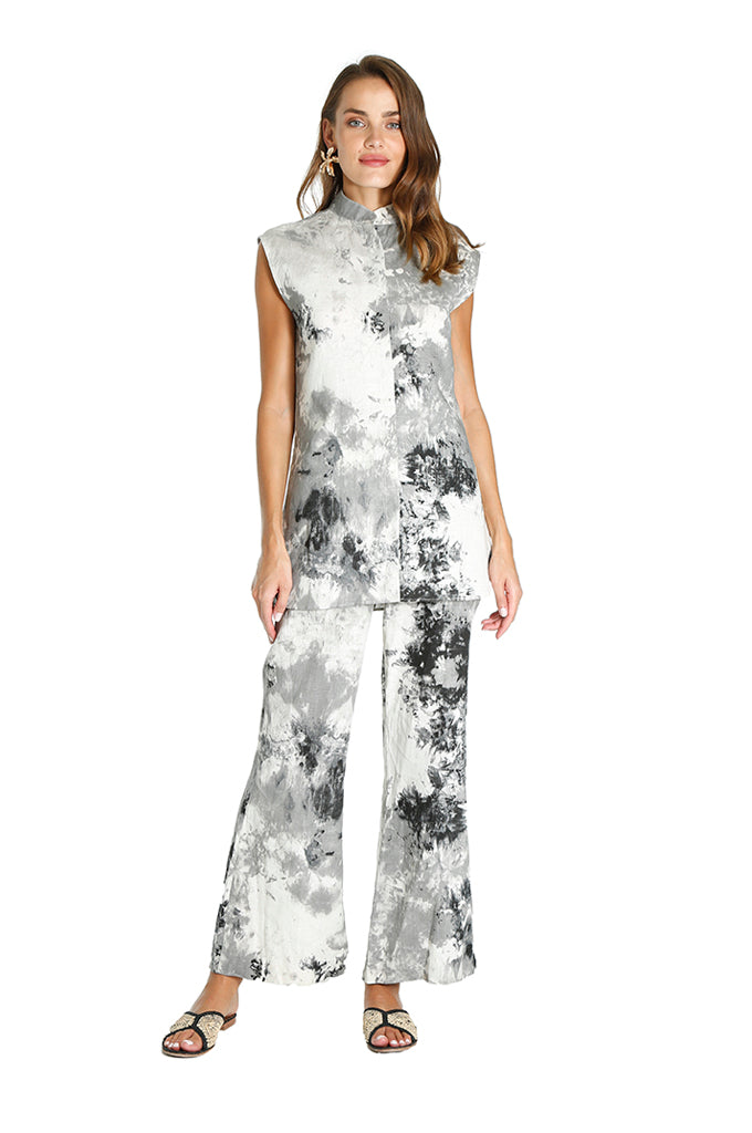 Gray Tie Dye Flared Pants