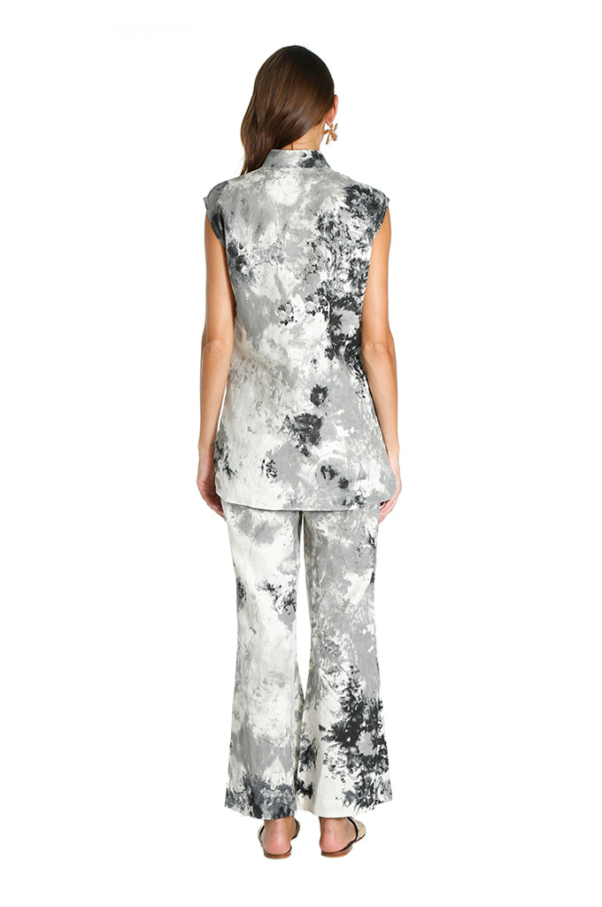 Gray Tie Dye Flared Pants