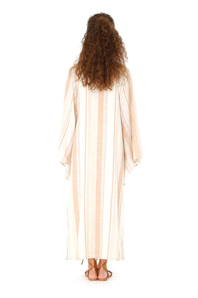 Beige Striped Mosa Kaftan