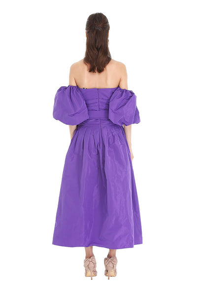 Purple Morada Balloon Sleeve Dress