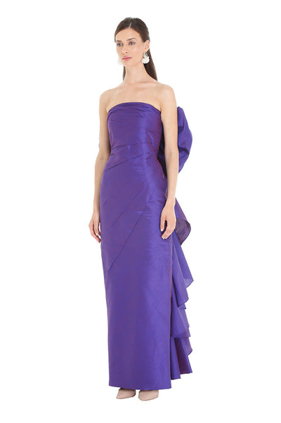 Purple Draped Back Bow Gown