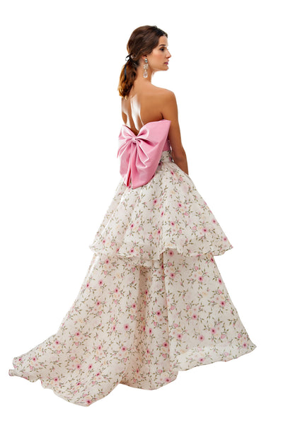Pink Silk Back Bow Bustier