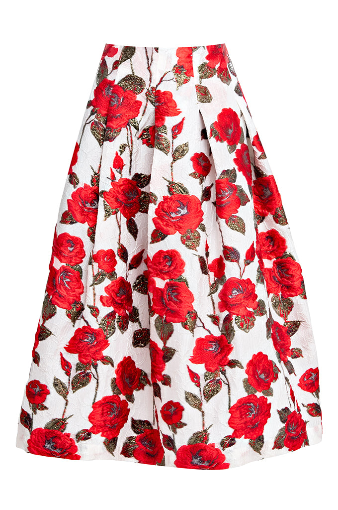 Rojo Floral Midi Skirt