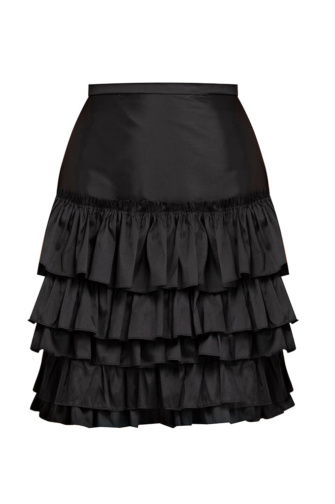 Black Taffeta Ruffle Skirt