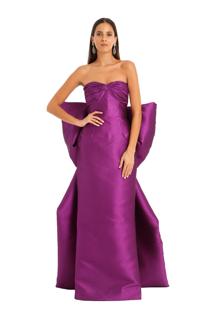 Purple Ruby Pencil Bow Gown