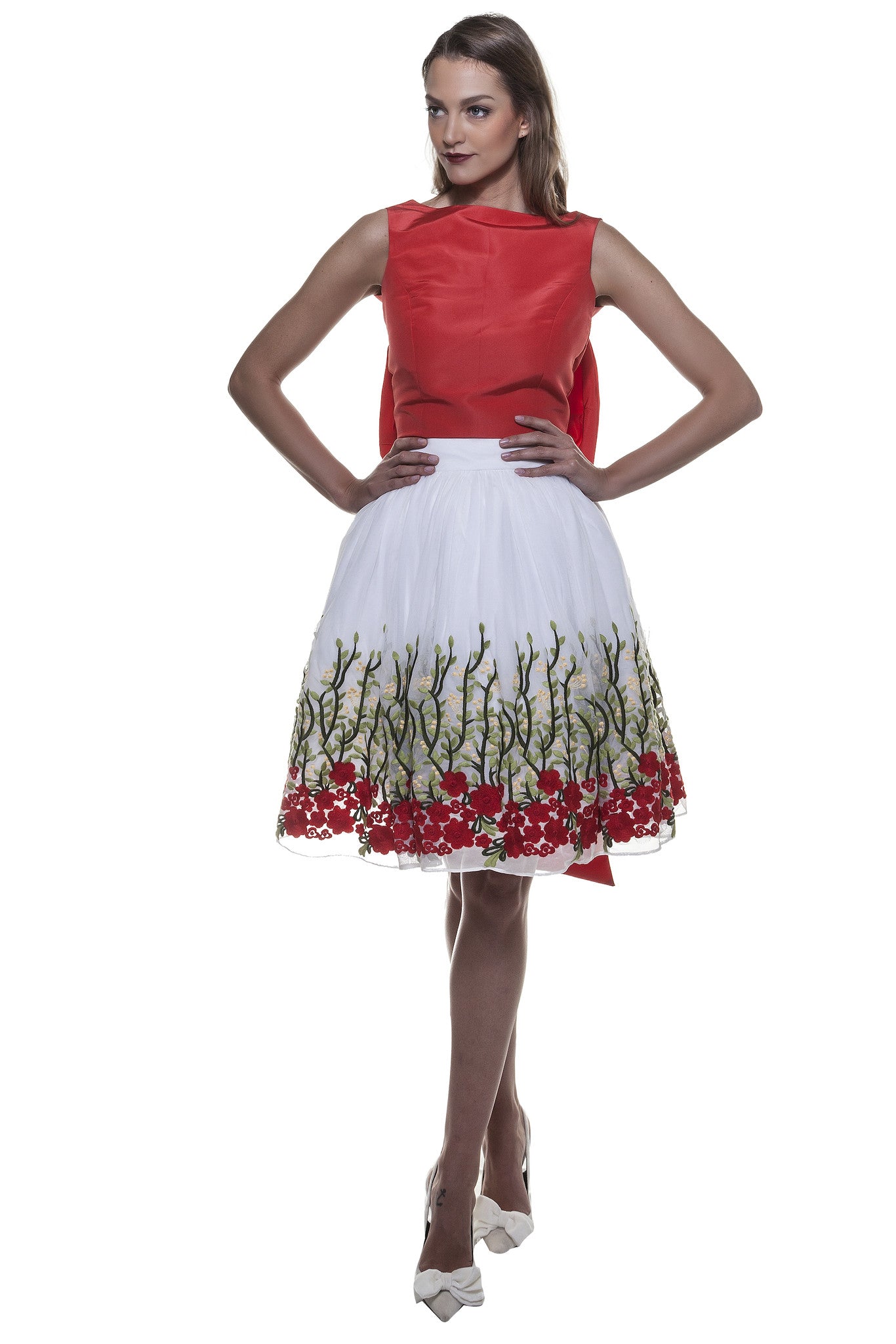 White Rose Garden Mini Skirt