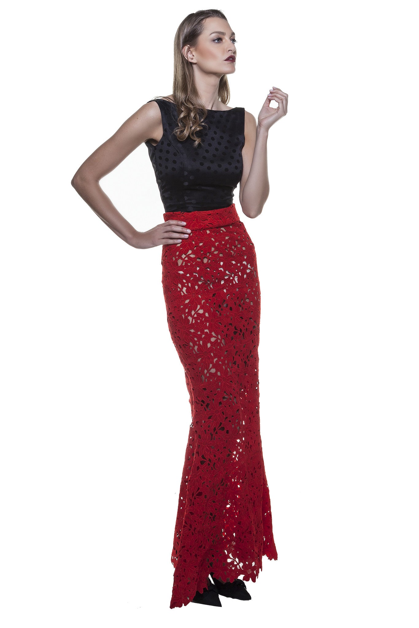 Red Lace Fish Tail Skirt