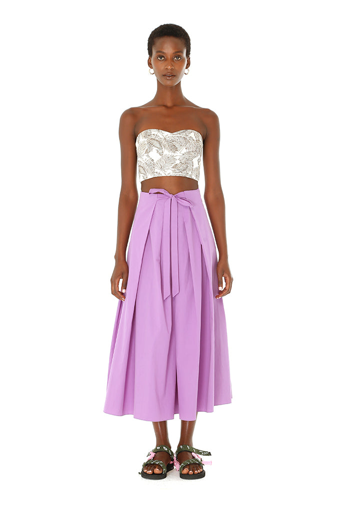 Purple Poplin Midi Skirt