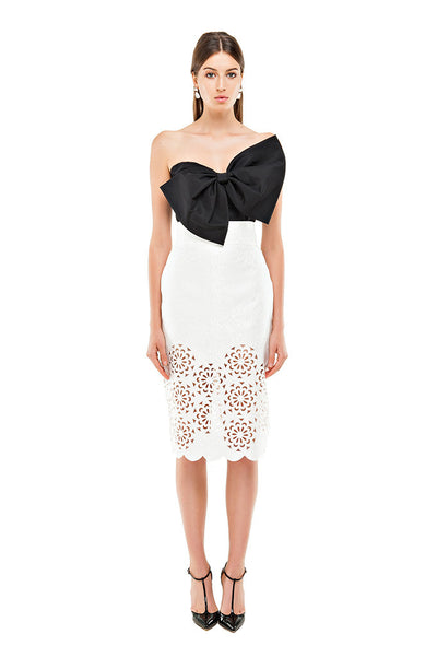 White Cut Out Pencil Skirt