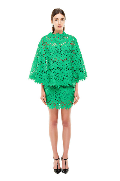 Green Lace Crochet Cape